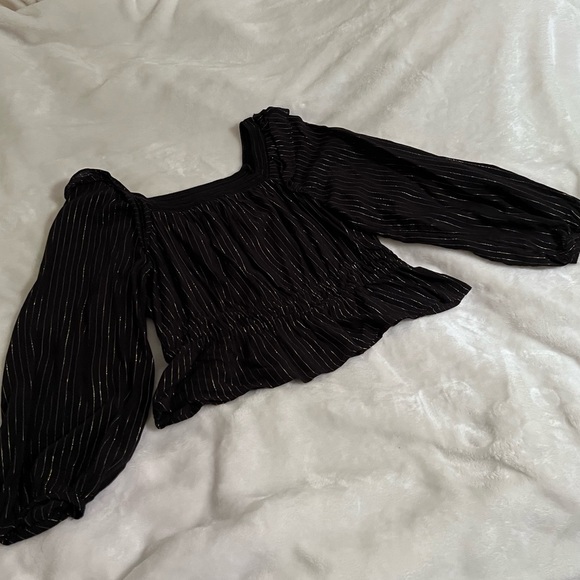 Balloon Long Sleeve Peplum Blouse - Picture 3 of 7